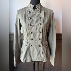 COFFEE SHOP NYC Military Steampunk Army Green Button Fitted Cotton Jacket S